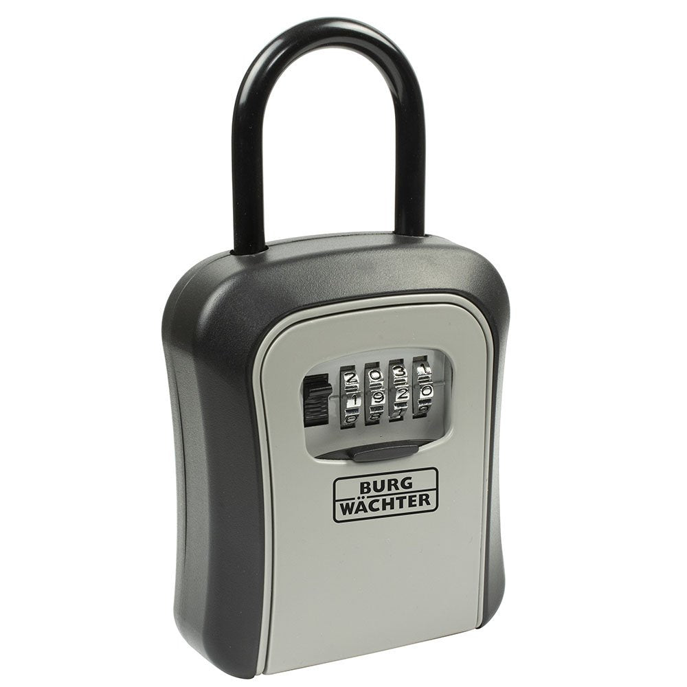 BURG-WÄCHTER Key Safe 50 SB – Schlüsseltresor, Zahlenschloss, wetterfest, 95 × 45 × 178 mm, Grau