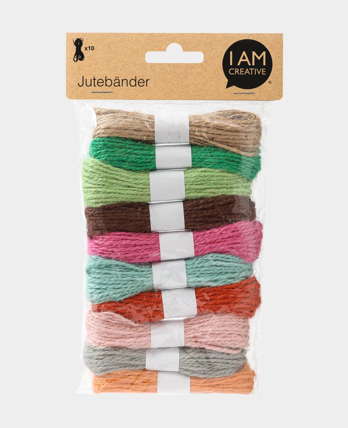 I am Creative Bastband (Papierbast), Jute, Mehrfarbig, Ø 1,5 mm × 8 m, 10 Stk.