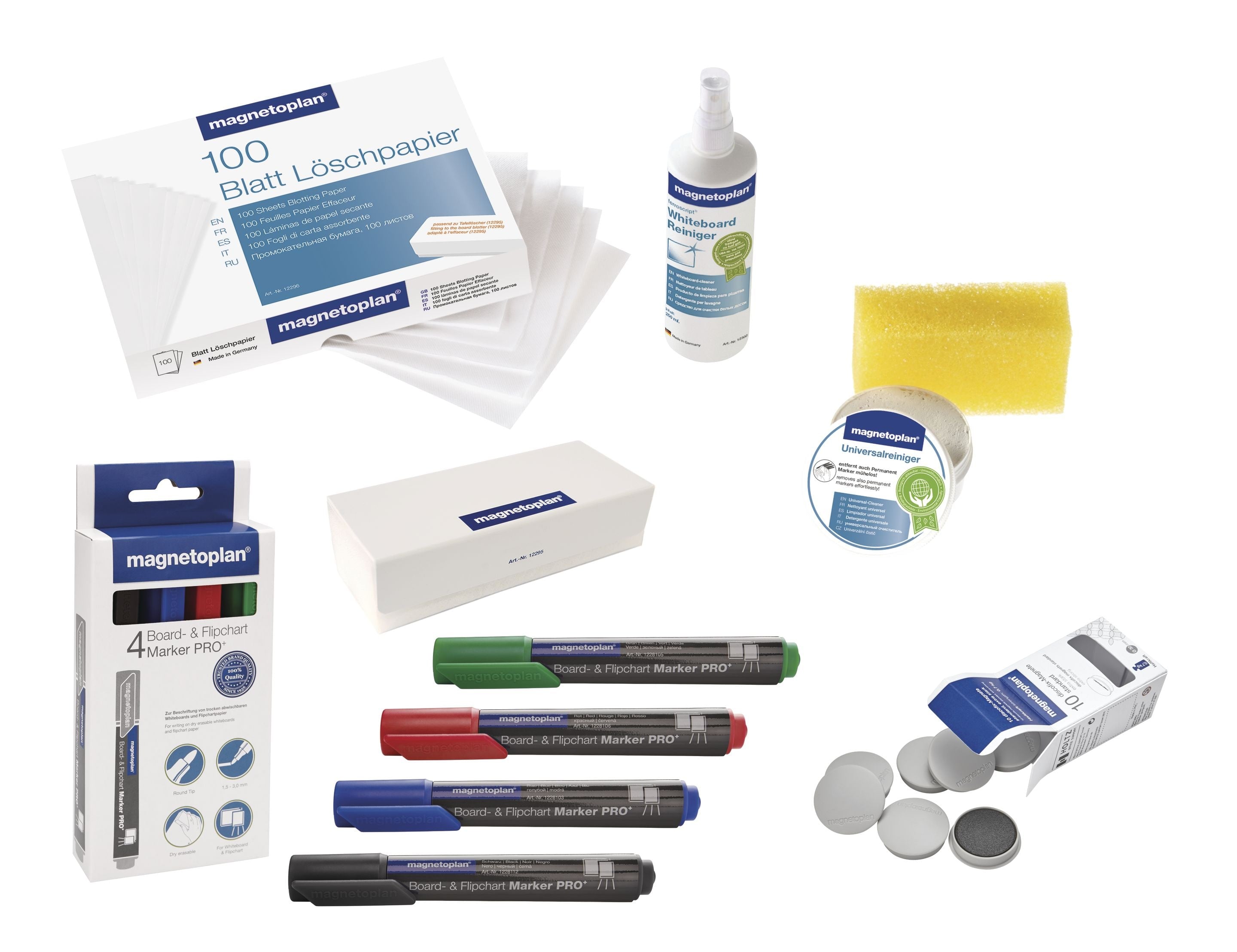 Magnetoplan Starter-Kit, inkl. Reiniger, Wischer, 4 Marker – für Whiteboards