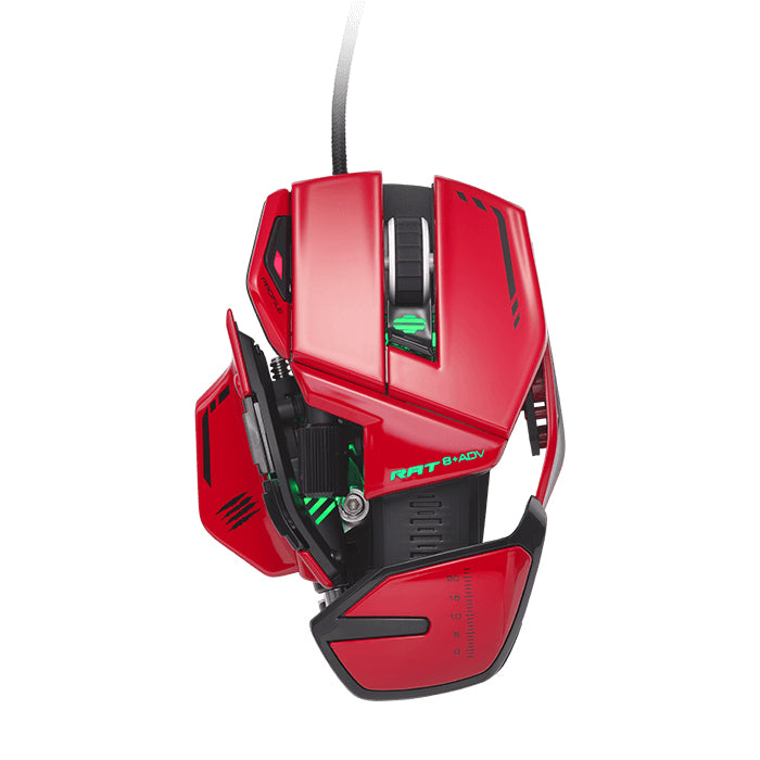 Mad Catz R.A.T. 8+ ADV – Gaming-Maus – Kabelgebunden (USB-A), 20000 DPI, RGB-Beleuchtung, Rechtshänder, Schwarz/Rot