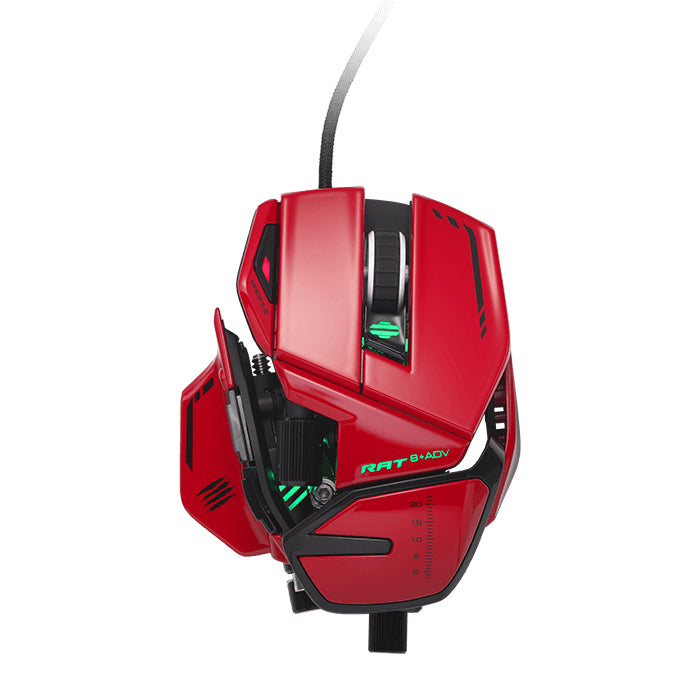 Mad Catz R.A.T. 8+ ADV – Gaming-Maus – Kabelgebunden (USB-A), 20000 DPI, RGB-Beleuchtung, Rechtshänder, Schwarz/Rot