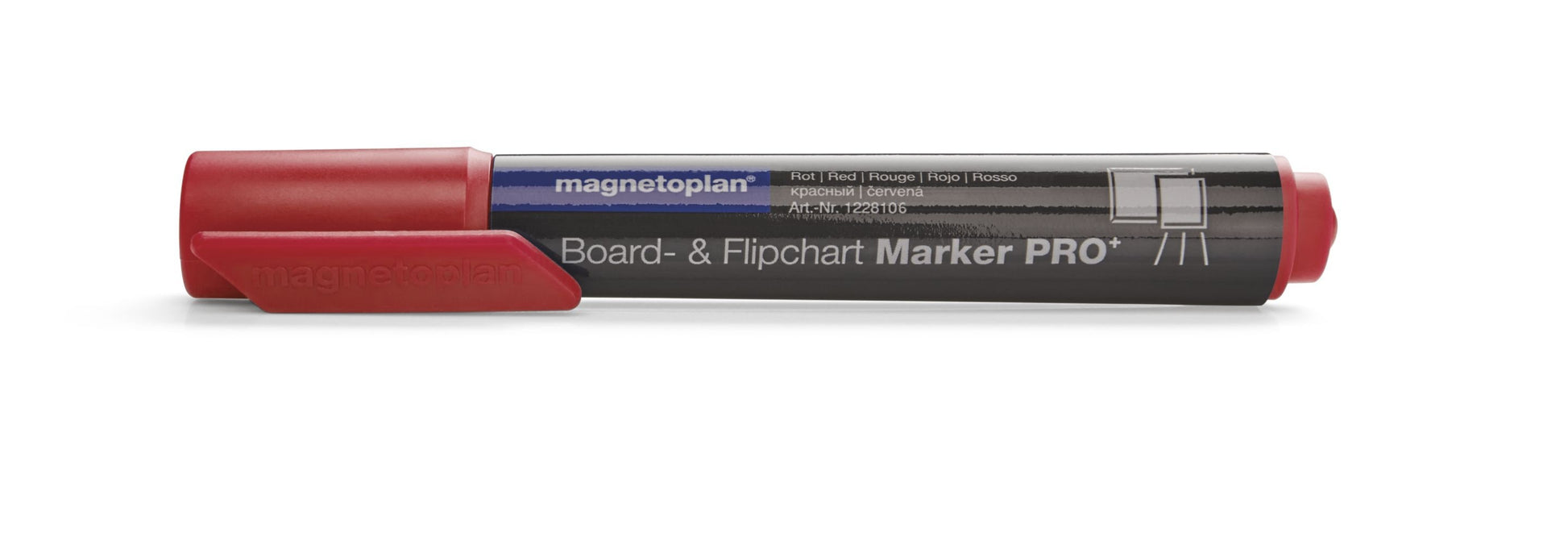 Magnetoplan Flipchart-Marker – Rundspitze 1,5–3 mm, Rot, 4 Stk., feucht abwischbar – für Flipcharts/Papier
