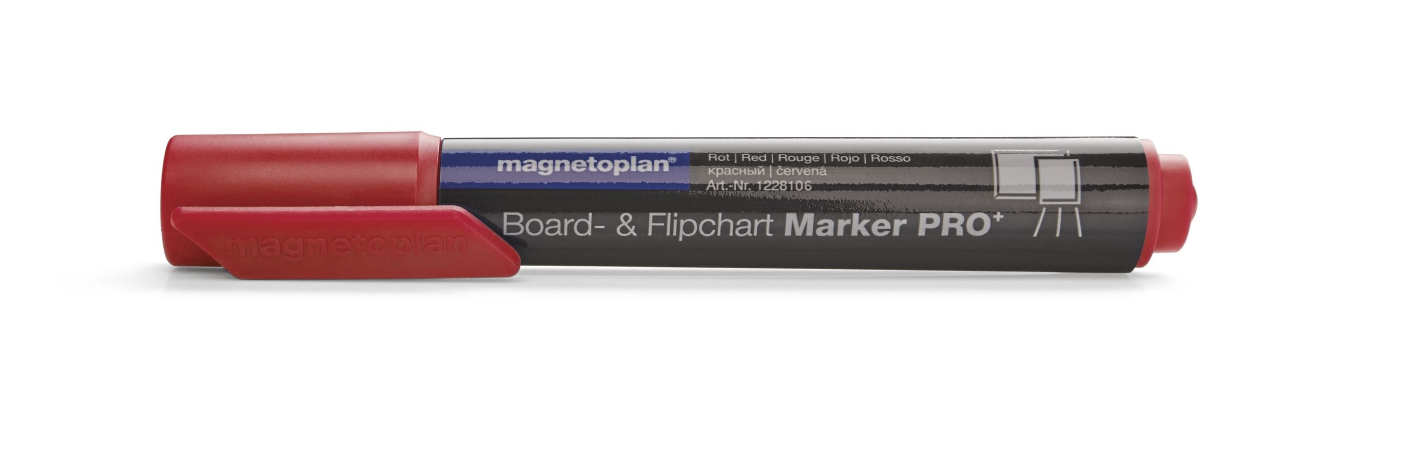 Magnetoplan Flipchart-Marker – Rundspitze 1,5–3 mm, Rot, 4 Stk., feucht abwischbar – für Flipcharts/Papier