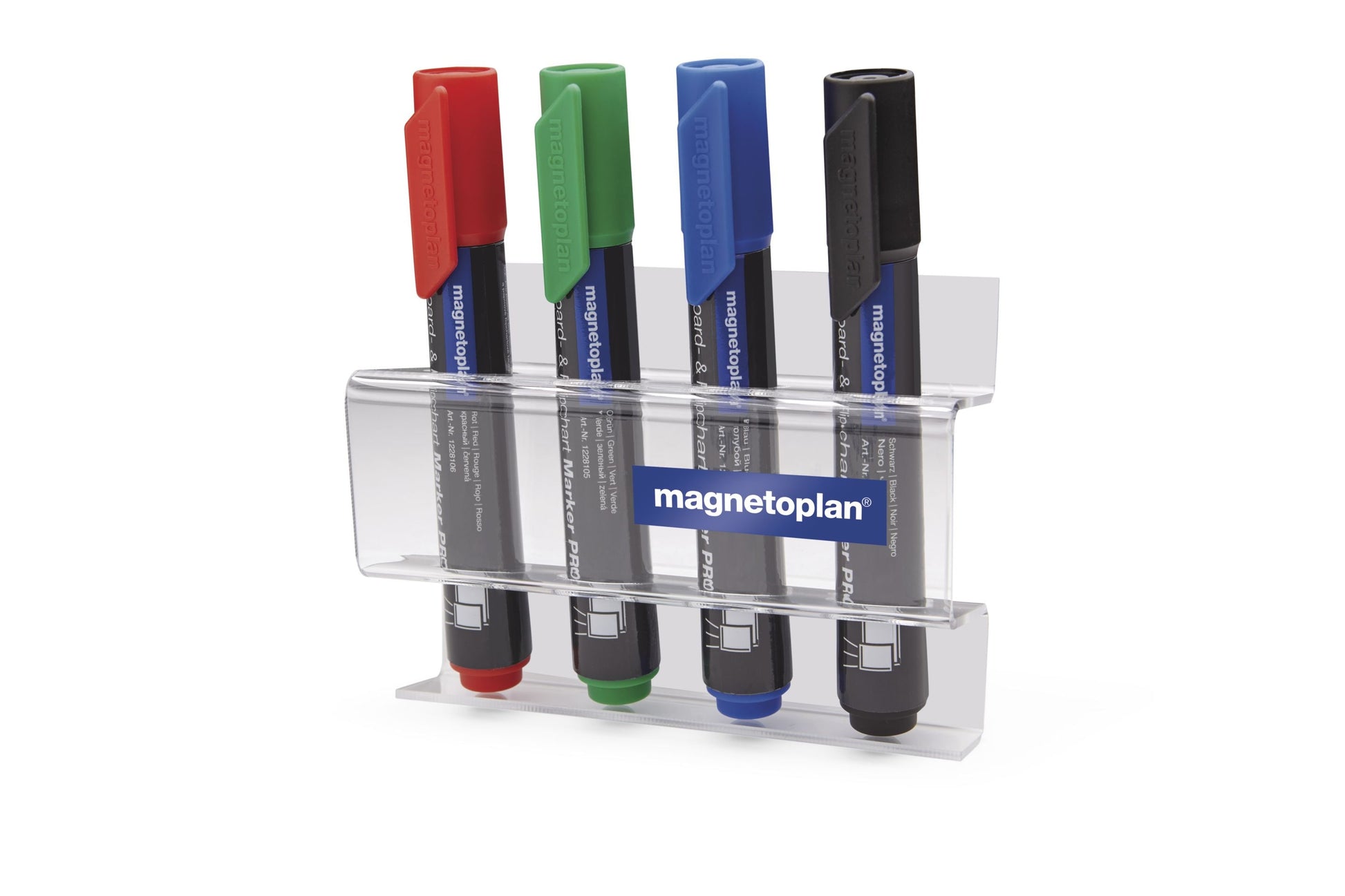Magnetoplan Magnetischer Markerhalter – 4 Stifte, Acryl, transparent