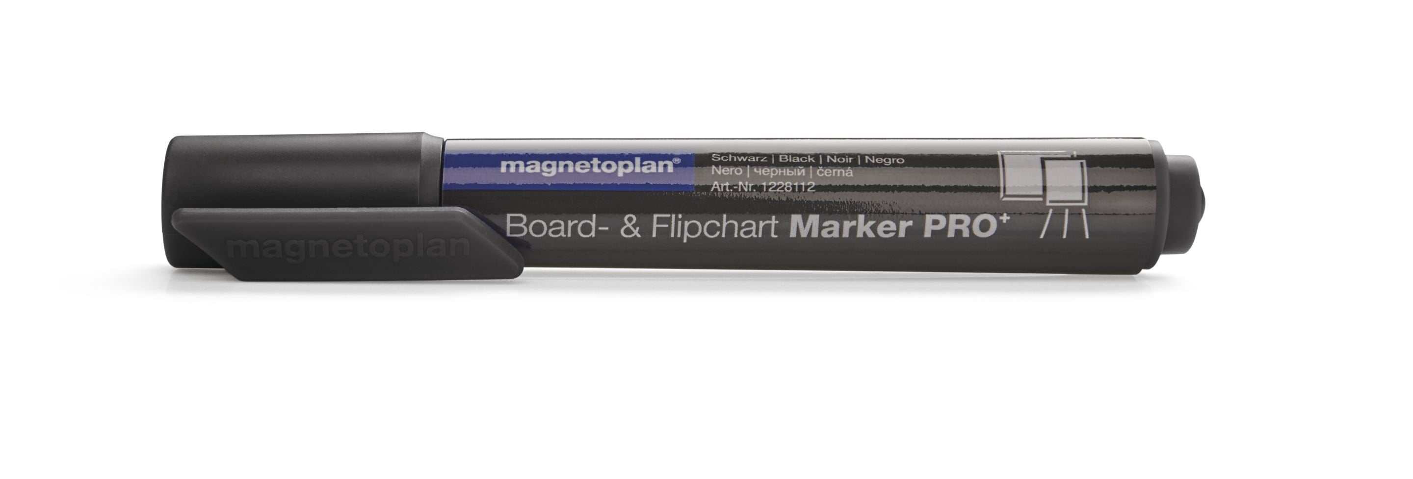 Magnetoplan Flipchart-Marker – 1,5–3 mm, schwarz, 4 Stk., feucht abwischbar – für Flipcharts/Papier