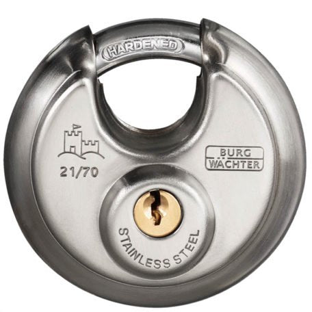 BURG-WÄCHTER Circle 21 Mechanisches Vorhängeschloss – Edelstahl, Bügel 16×21 mm, Schäkeldurchmesser 9 mm, Aussen