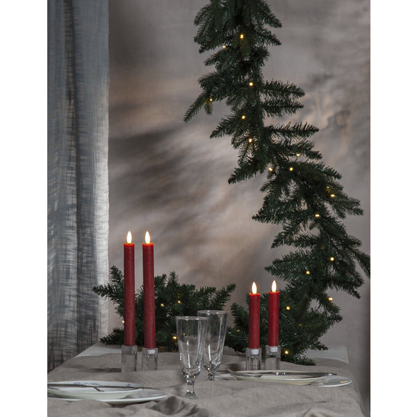 Star Trading LED-Dinnerkerze – 2-teilig, 24,5 cm – Wachs, rot