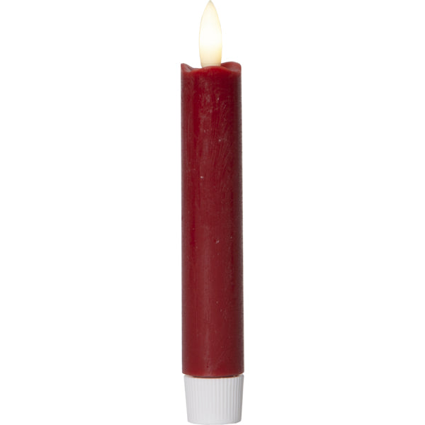 Star Trading LED-Teelicht Dinner Kerze Flamme – 2er Pack, Ø 2,1 × 15 cm, Warmweiss, Timer, flackernd, Rot
