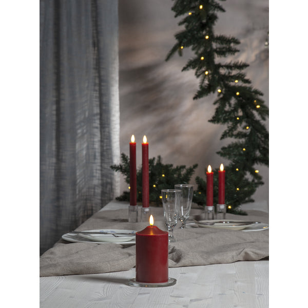 Star Trading LED-Dinnerkerze – 2-teilig, 24,5 cm – Wachs, rot
