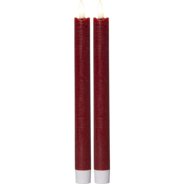 Star Trading LED-Dinnerkerze – 2-teilig, 24,5 cm – Wachs, rot