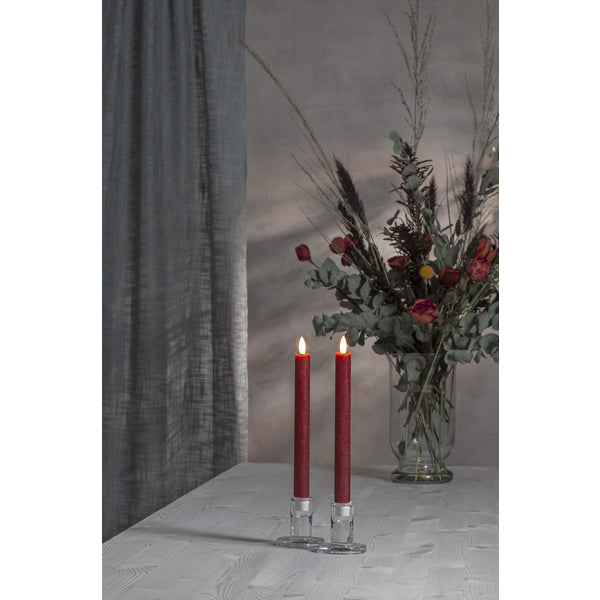 Star Trading LED-Dinnerkerze – 2-teilig, 24,5 cm – Wachs, rot