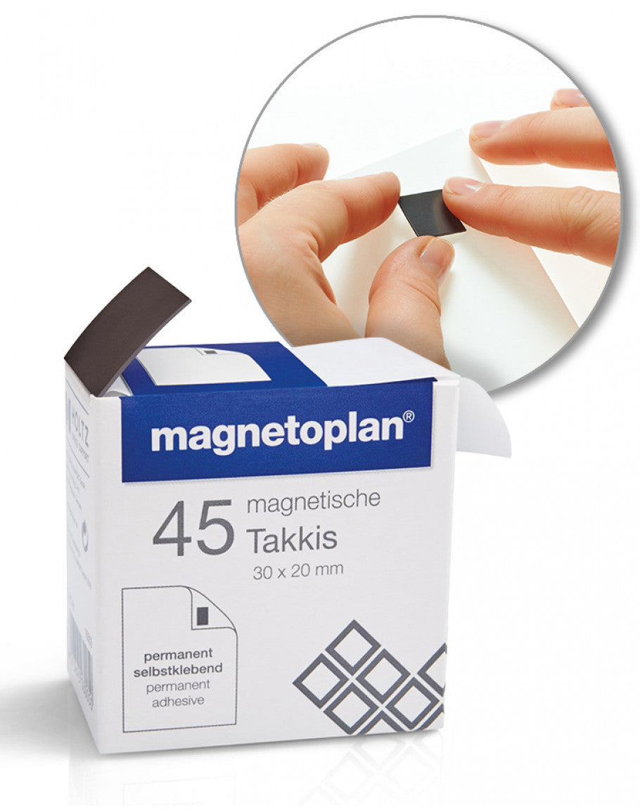 Magnetoplan Tafelmagnete – 30 × 20 mm, 45 Stk., schwarz