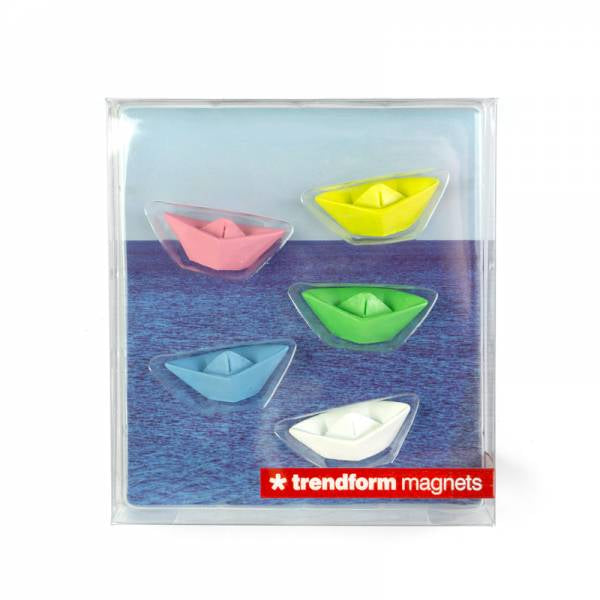 Trendform Tafelmagnete PAPER BOAT – 14 × 14 mm – 5 Stück, Polyresin, Mehrfarbig, Neodym
