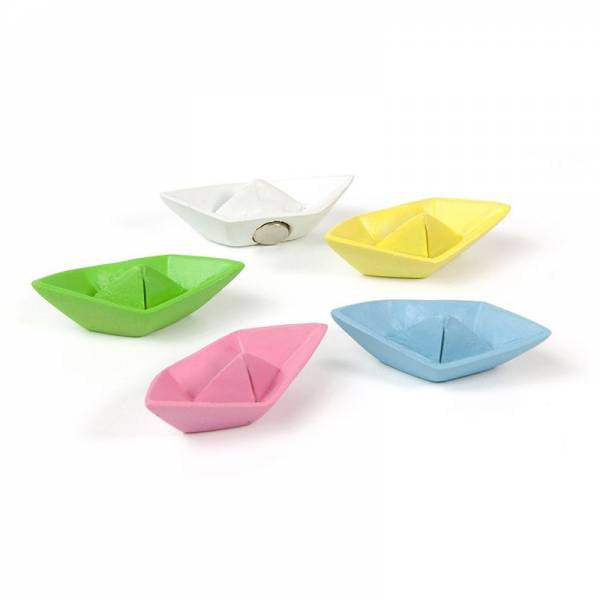 Trendform Tafelmagnete PAPER BOAT – 14 × 14 mm – 5 Stück, Polyresin, Mehrfarbig, Neodym