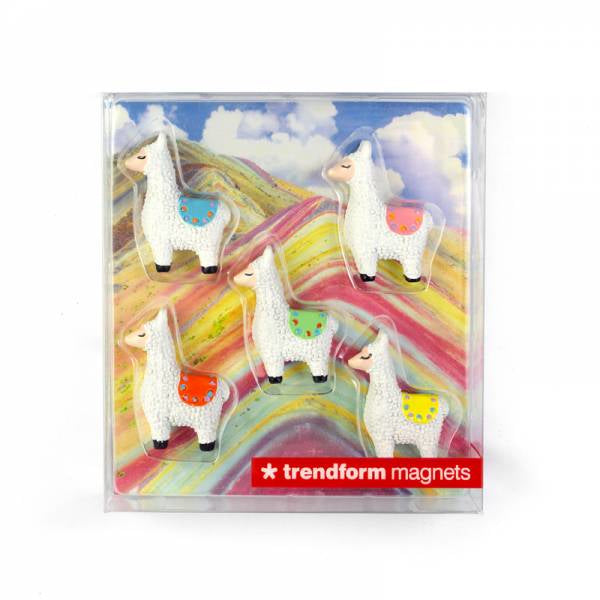 Trendform LLAMA Magnete – 26 × 8 mm – 5 Stück, mehrfarbig, Polyresin, Neodym