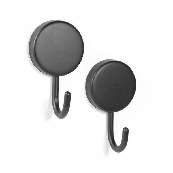 Trendform Magnethaken – Ø 40 mm × 70 mm, Metall, schwarz, Tragkraft 2 kg, 2 Stück