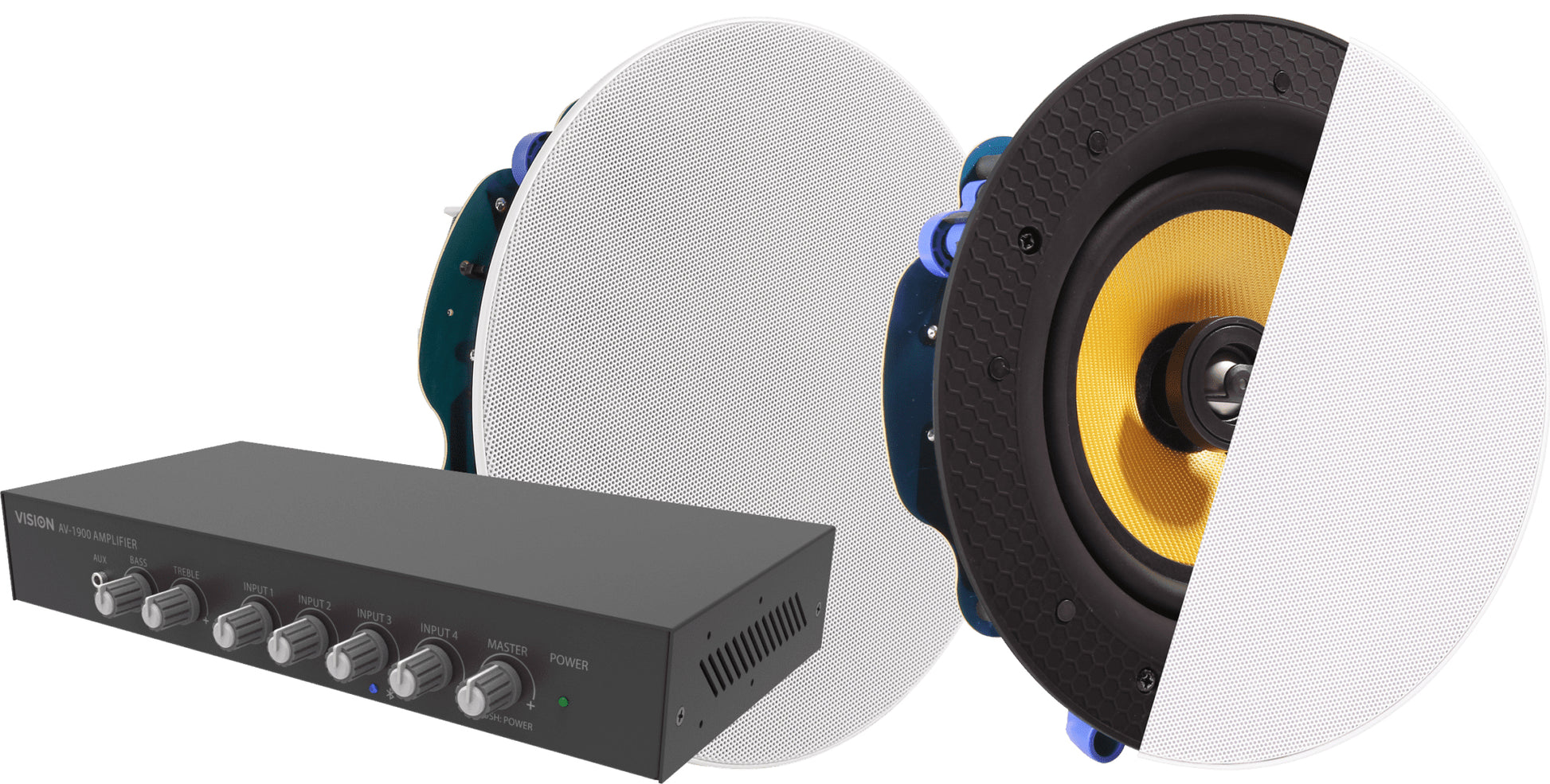 Vision AV-1900 – Stereo-Vollverstärker, 2×50 W (8 Ω), 3,5 mm/XLR/RCA, Schwarz