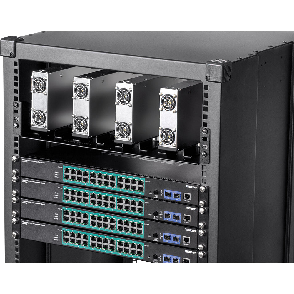 Trendnet TI-R4U 19" Rack-Chassis für 4 TI-RSP100048 Netzteile, vertikal – 2U – schwarz