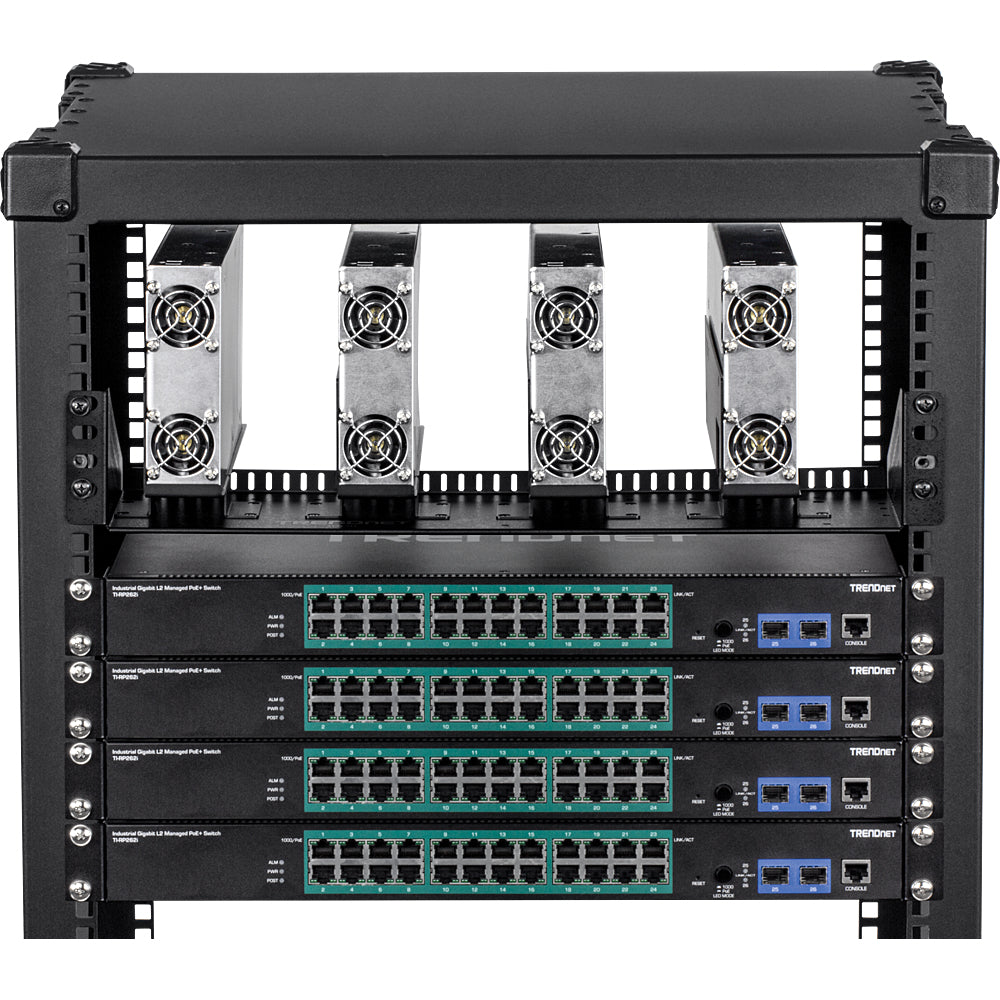 Trendnet TI-R4U 19" Rack-Chassis für 4 TI-RSP100048 Netzteile, vertikal – 2U – schwarz