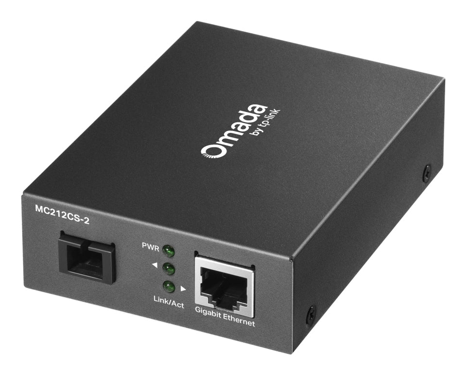 TP-Link Omada MC212CS-20 – Medienkonverter – 1× 1G RJ-45, 1× SC/UPC (Singlemode), WDM, 20 km, schwarz