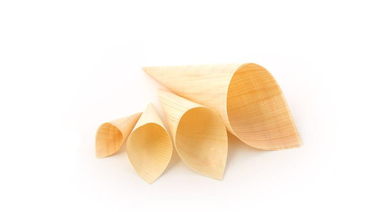 Sier Disposables Dekorative Schale/Schüssel Cornet, Holz (Kiefer) – 531 ml, Ø 9,5 cm – FSC – 50 Stk.