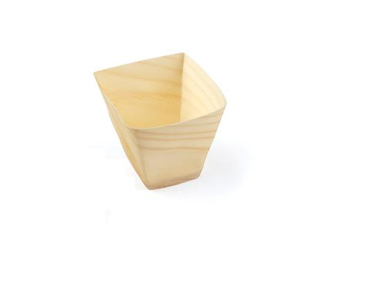 Sier Disposables Sier Fingerfood-Schale, Holz, konisch – 110 ml, 55×55×55 mm – FSC – 40 Stk.