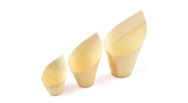 Sier Disposables Schale/Schüssel, Holz – 110 ml Ø 3,6 cm, beige – FSC – 40 Stk.