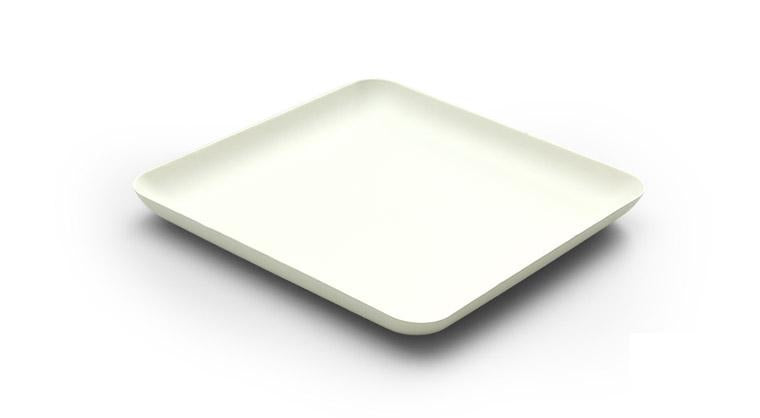 Sier Disposables Dekorativer Teller Bagastro, Bagasse (Zuckerrohr), quadratisch – 16 × 16 cm, weiss – 40 Stk.