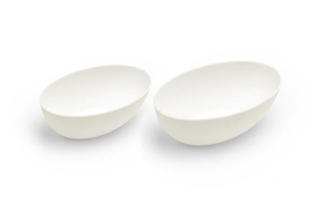Sier Disposables Schale/Schüssel, Bagasse (Zuckerrohr), oval – 35 ml, 70 × 45 × 23 mm, weiss – 40 Stk.