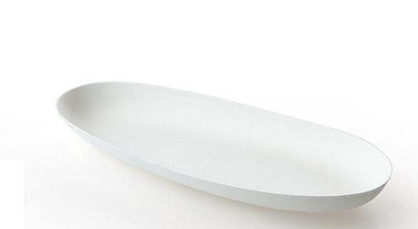 Sier Disposables Dekorativer Teller Bagastro, Bagasse (Zuckerrohr), oval – 21 × 8 cm, weiss – 40 Stk.