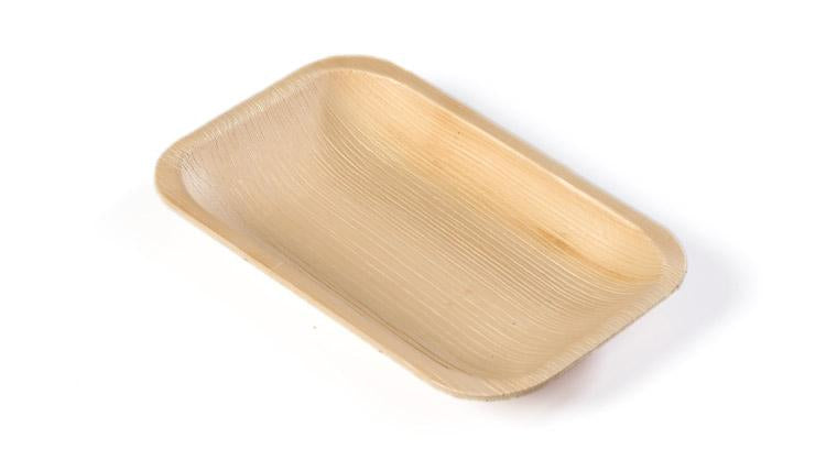 Sier Disposables Teller, Palmblatt, rechteckig – 20 × 12,5 cm – hellbraun – 20 Stk.