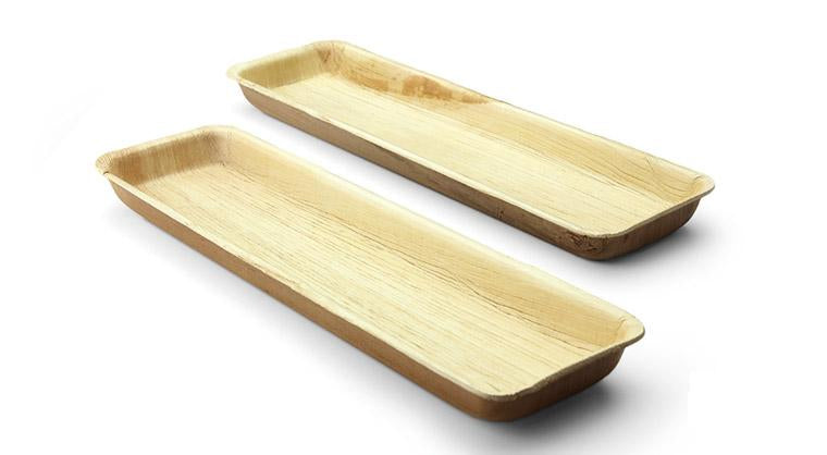 Sier Disposables Dekorativer Teller, Palmblatt, rechteckig – 33 × 9 cm – 10 Stk.
