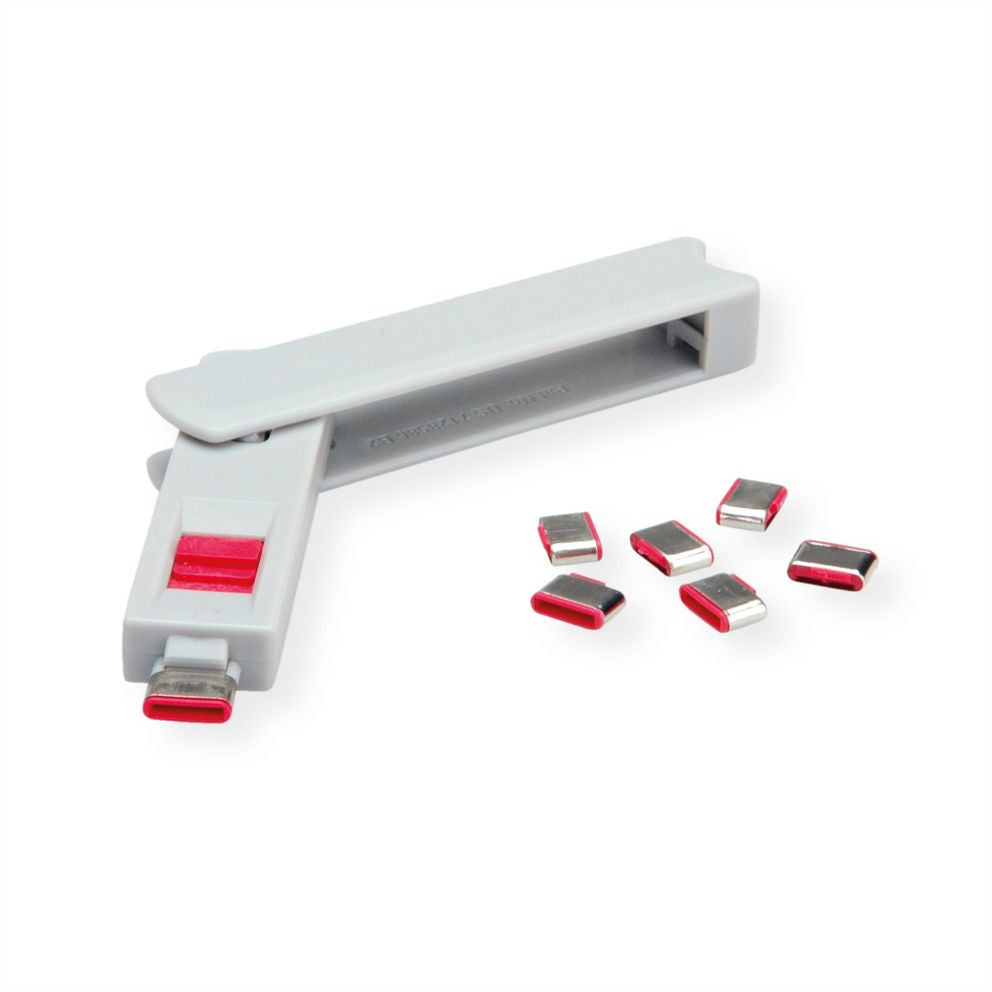 ROLINE USB-C-Port-Schloss – Grau – für USB Typ-C – 10er-Set