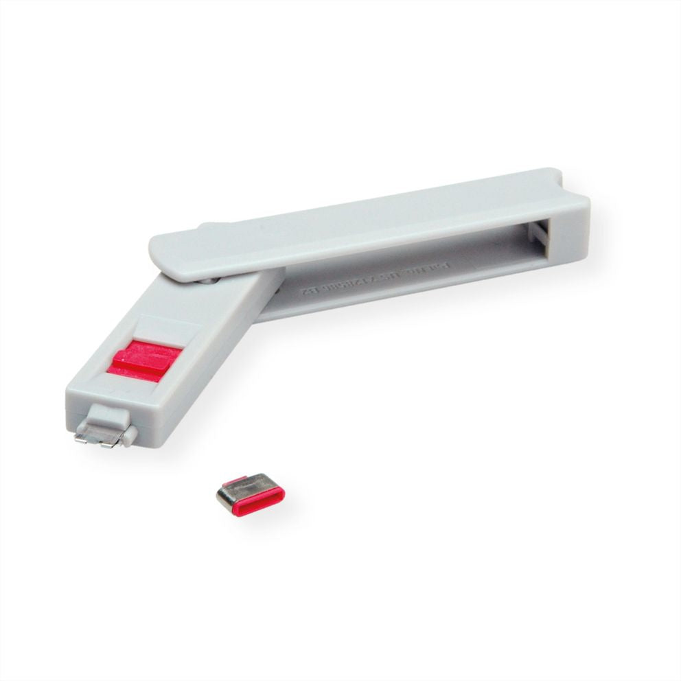 ROLINE USB-Port-Blocker – mit Schloss und Schlüssel – Grau – für USB-C