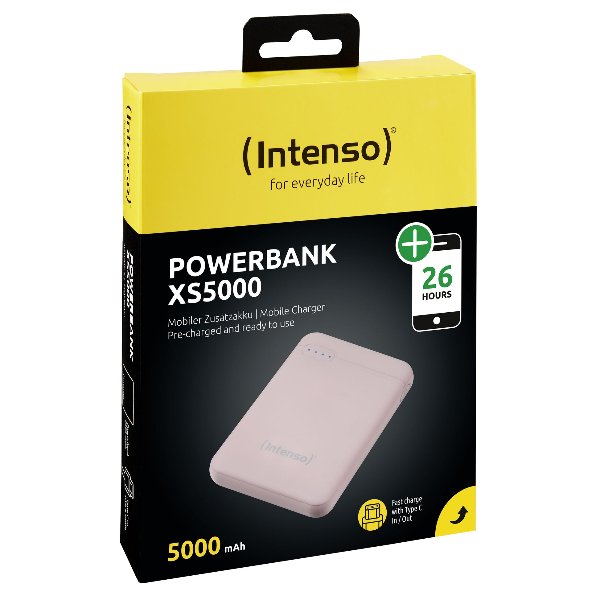 Intenso XS5000 Powerbank 5'000 mAh – 1× USB-C, 1× USB-A, rosa