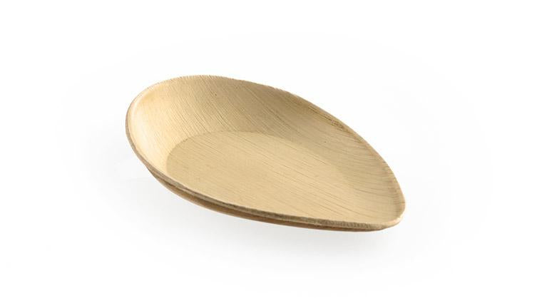 Sier Disposables Dekorativer Teller Palmblatt, oval – 11 × 7 cm – beige – 20 Stk.