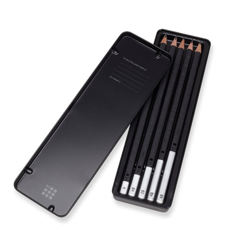 Moleskine 710470 Graphit-Set, 6B–H, Metall-Box – 5-teilig