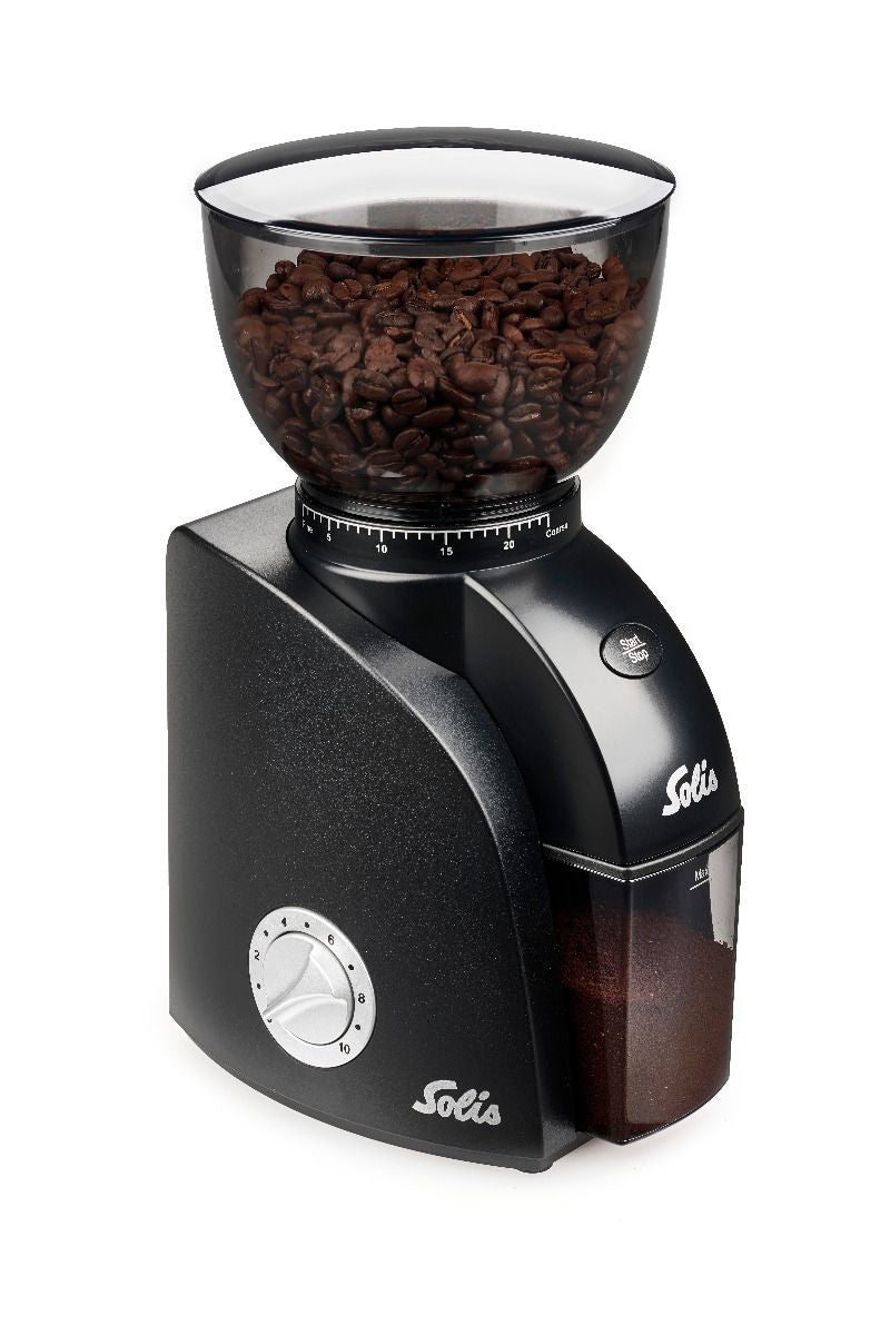 Solis Kaffeemühle Scala Plus 1662 – Kegelmahlwerk, 24 Stufen, 300 g, 135 W, Schwarz