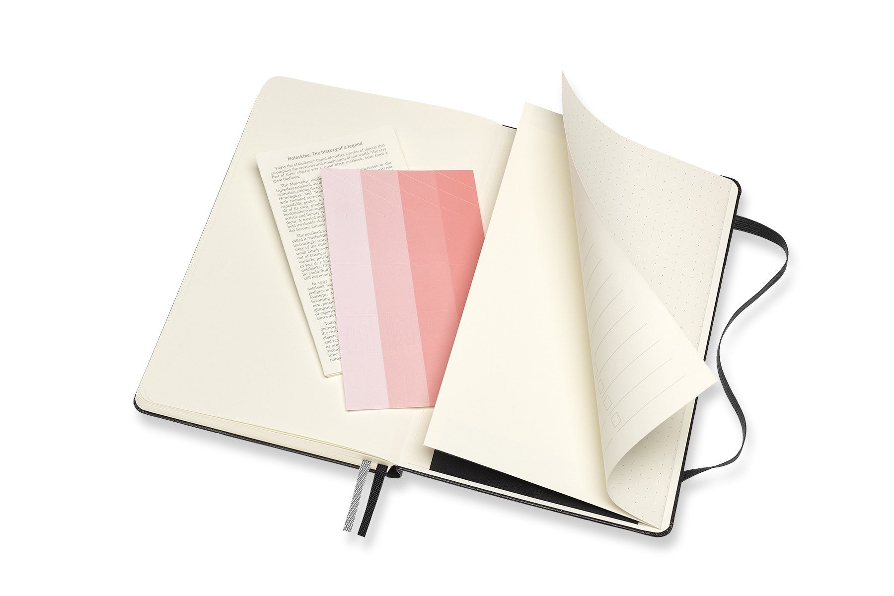 Moleskine Notizbuch, 130 × 210 mm, punktkariert, Leimbindung, 160 Seiten, 120 g/m² – schwarz