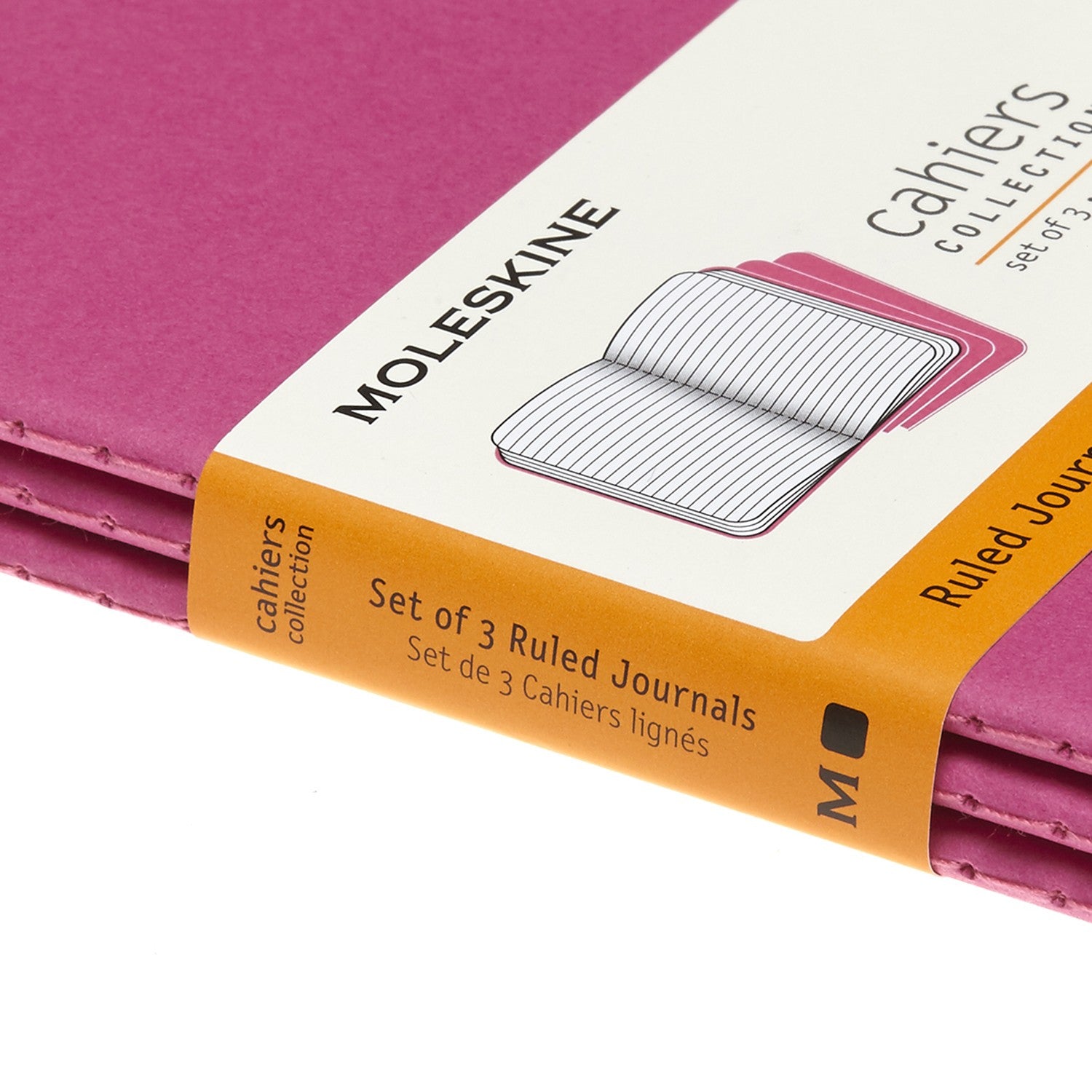 Moleskine Notizheft – 90 × 140 mm – 64 Blatt – 70 g/m² – Karton, 16 heraustrennbar, Innentasche, pink, 3 Stück
