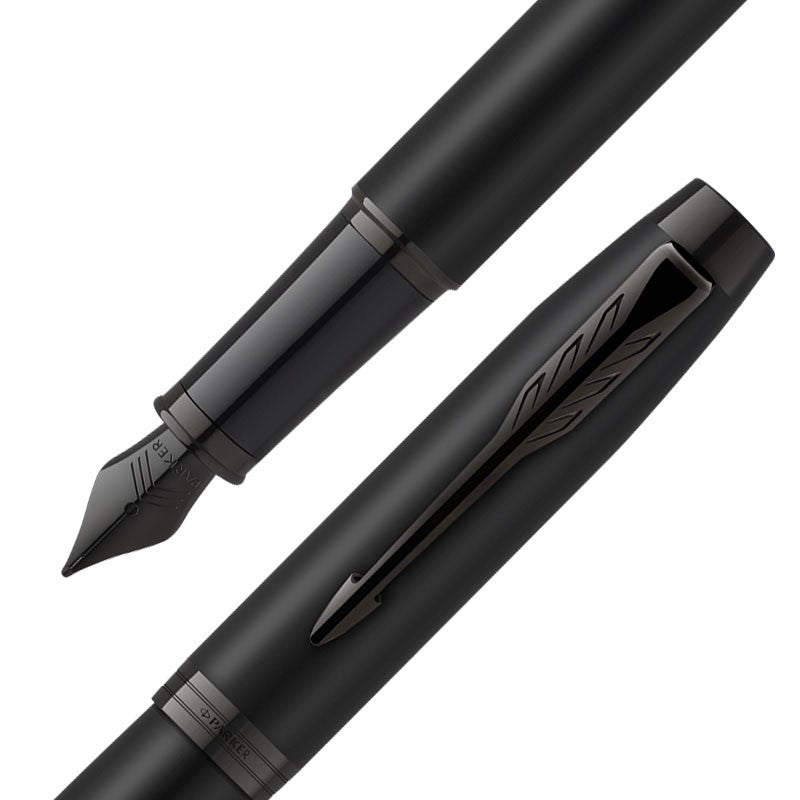 Parker IM Achromatic – Federspitze F – für Rechts- & Linkshänder – schwarz, blau – Patronen