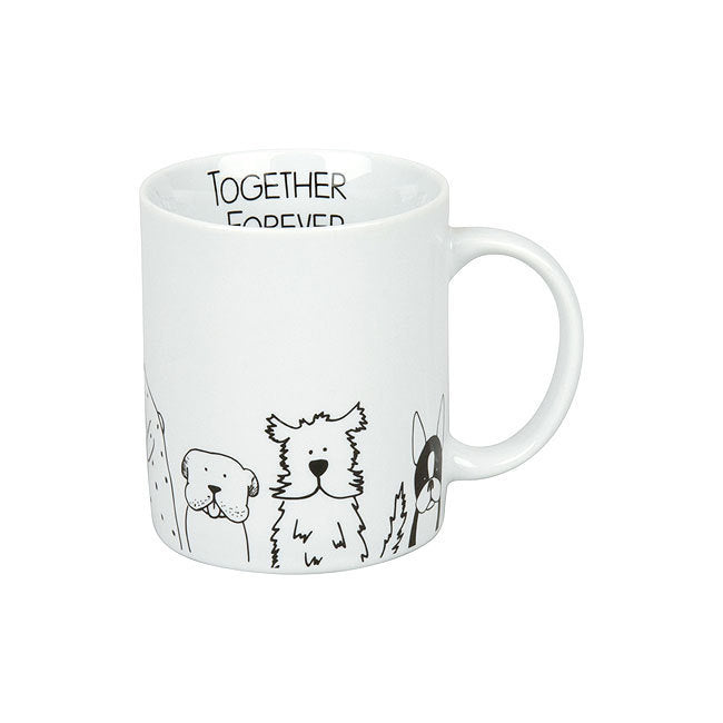 Könitz Porzellan Könitz Tasse Funny Dogs – 300 ml, Ø 8,1 cm, H 9,5 cm, Porzellan, Weiss, spülmaschinenfest, mikrowellengeeignet