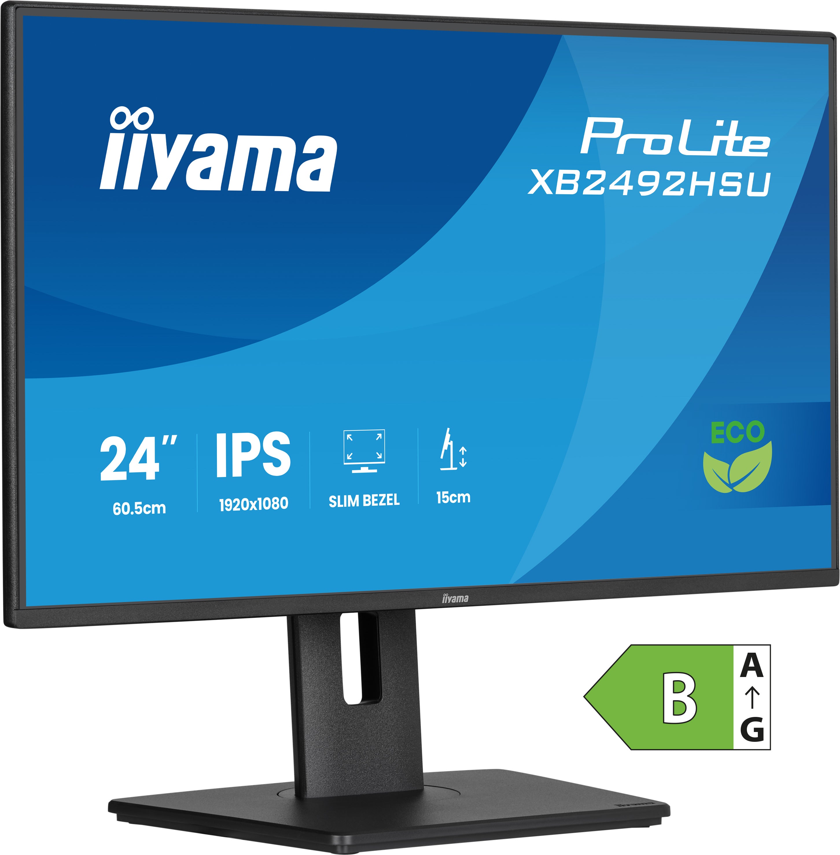 iiyama ProLite XB2492HSU-B1 – Monitor, 24", 1920 × 1080 (Full HD), IPS, 120 Hz, 300 cd/m²