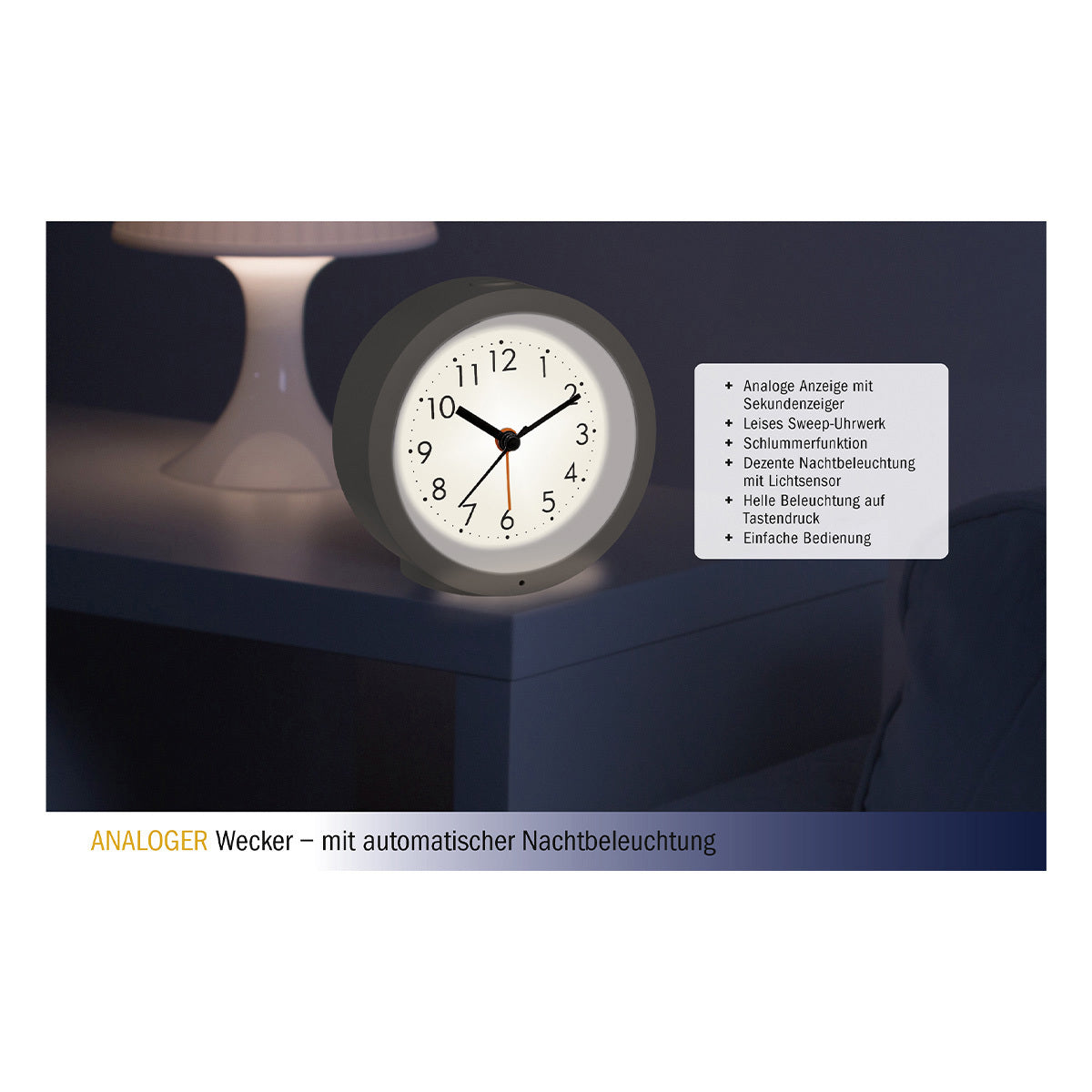 TFA-Dostmann TFA Dostmann Quarz-Wecker – Analog, Schlummerfunktion, Ø 10,5 cm, Weiss, Kunststoff