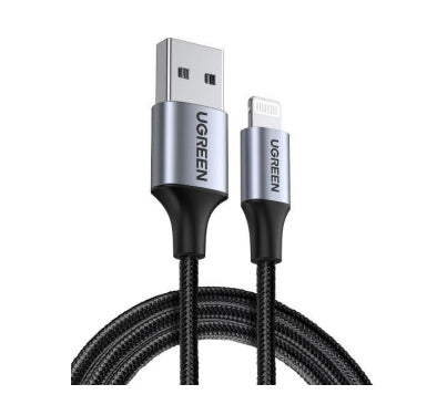 Ugreen USB-A auf Lightning Kabel – USB 2.0 (480 Mbit/s) – 1 m – Geflochten – Schwarz – für iPhone & iPad