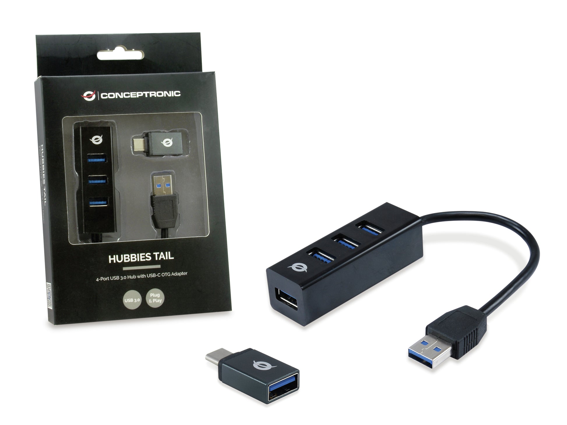 Conceptronic HUBBIES04B USB-Hub – USB-A, 4× USB-A