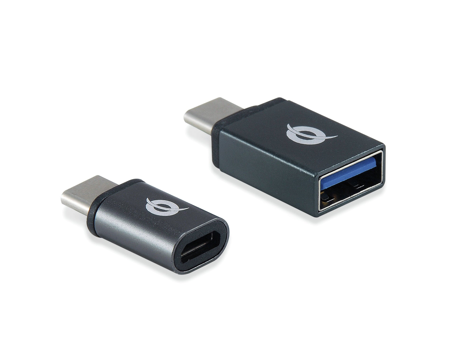 Conceptronic DONN04G OTG-Adapter USB-C zu USB-A/Micro-USB – USB 3.2 Gen 1 / USB 2.0, 2er-Pack, Schwarz