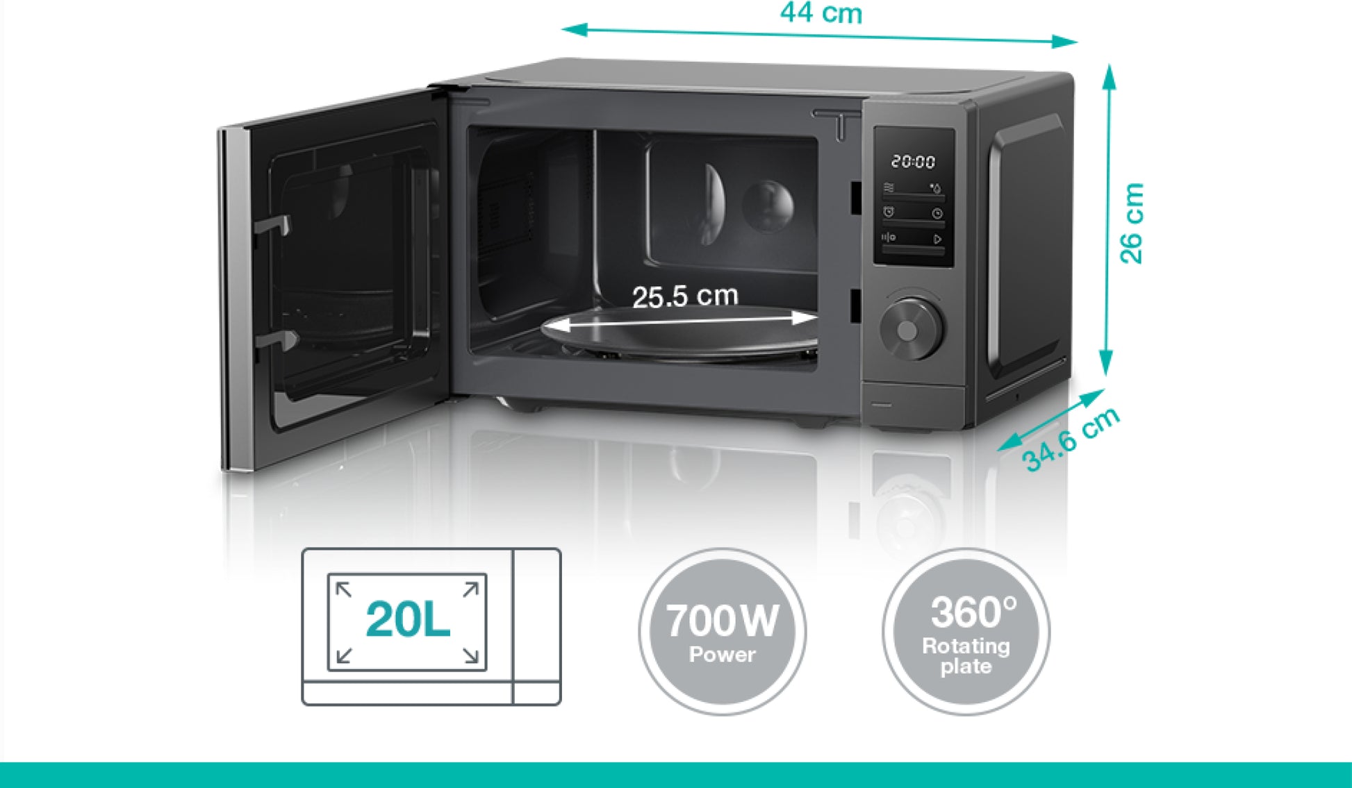 Gorenje Mikrowelle MO20E1T4 – 20 l, 700 W – schwarz/edelstahl