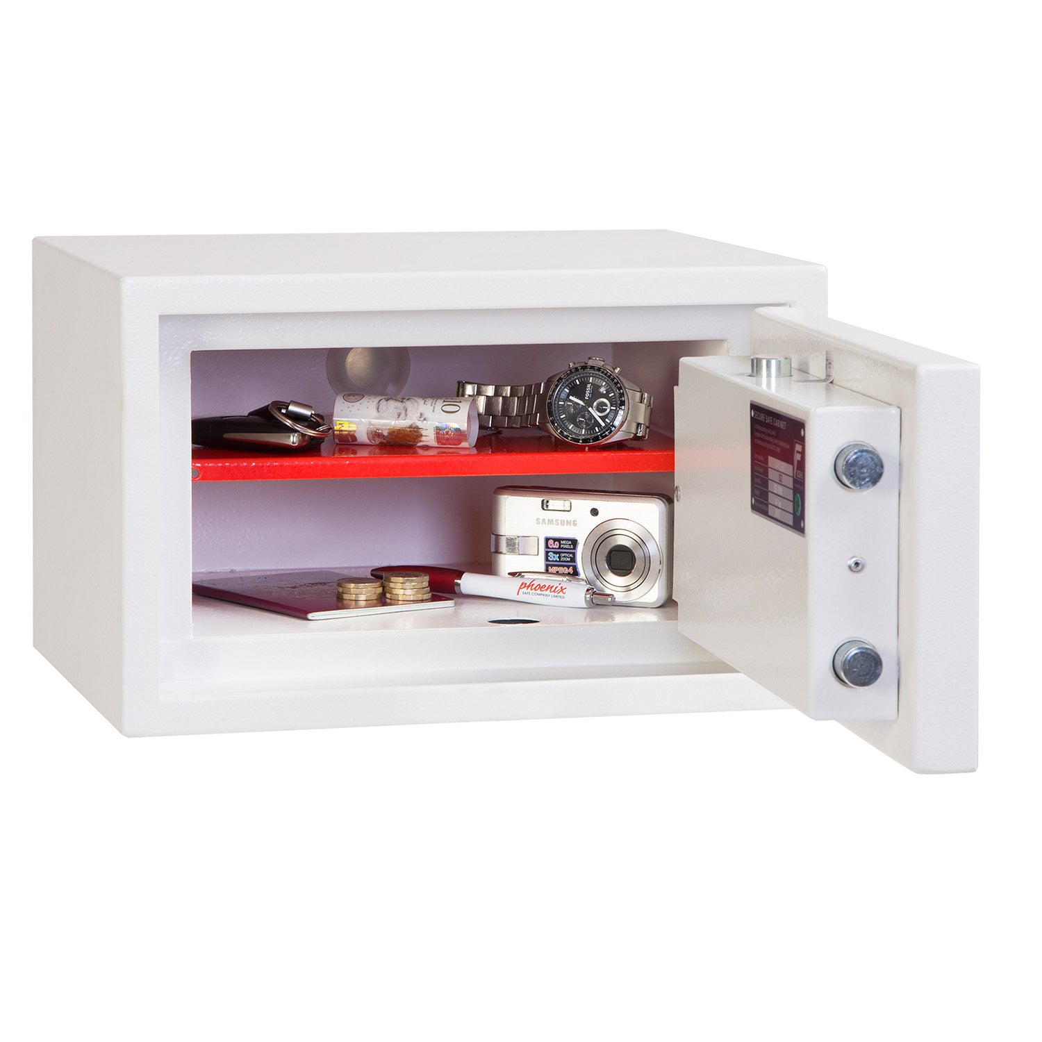 Phoenix Safe Co. Phoenix Tresor SS1181E – Elektronikschloss – 7 l – Bodenmontage – Einbruchschutzklasse S2 – Weiss