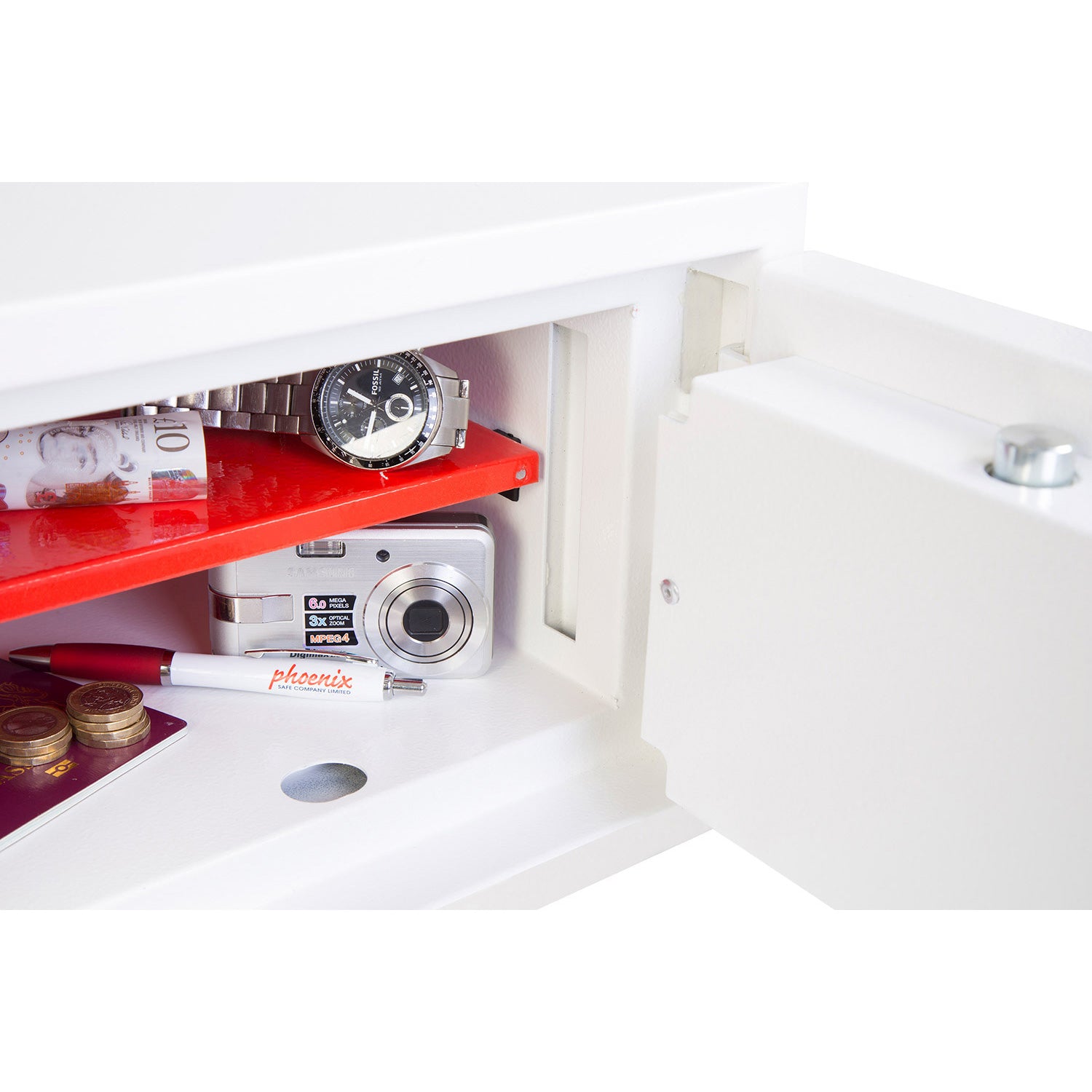 Phoenix Safe Co. Phoenix Tresor SS1181E – Elektronikschloss – 7 l – Bodenmontage – Einbruchschutzklasse S2 – Weiss